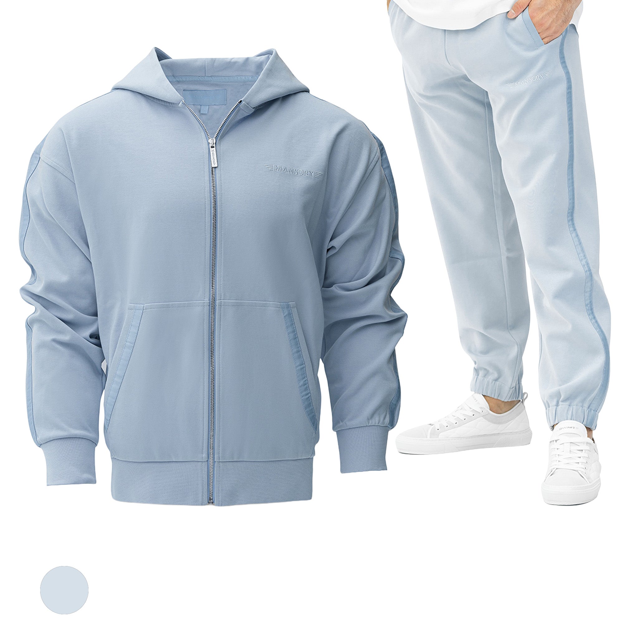 MANSORY Hoodie With Zip + Jogger Set (Charles Blue)