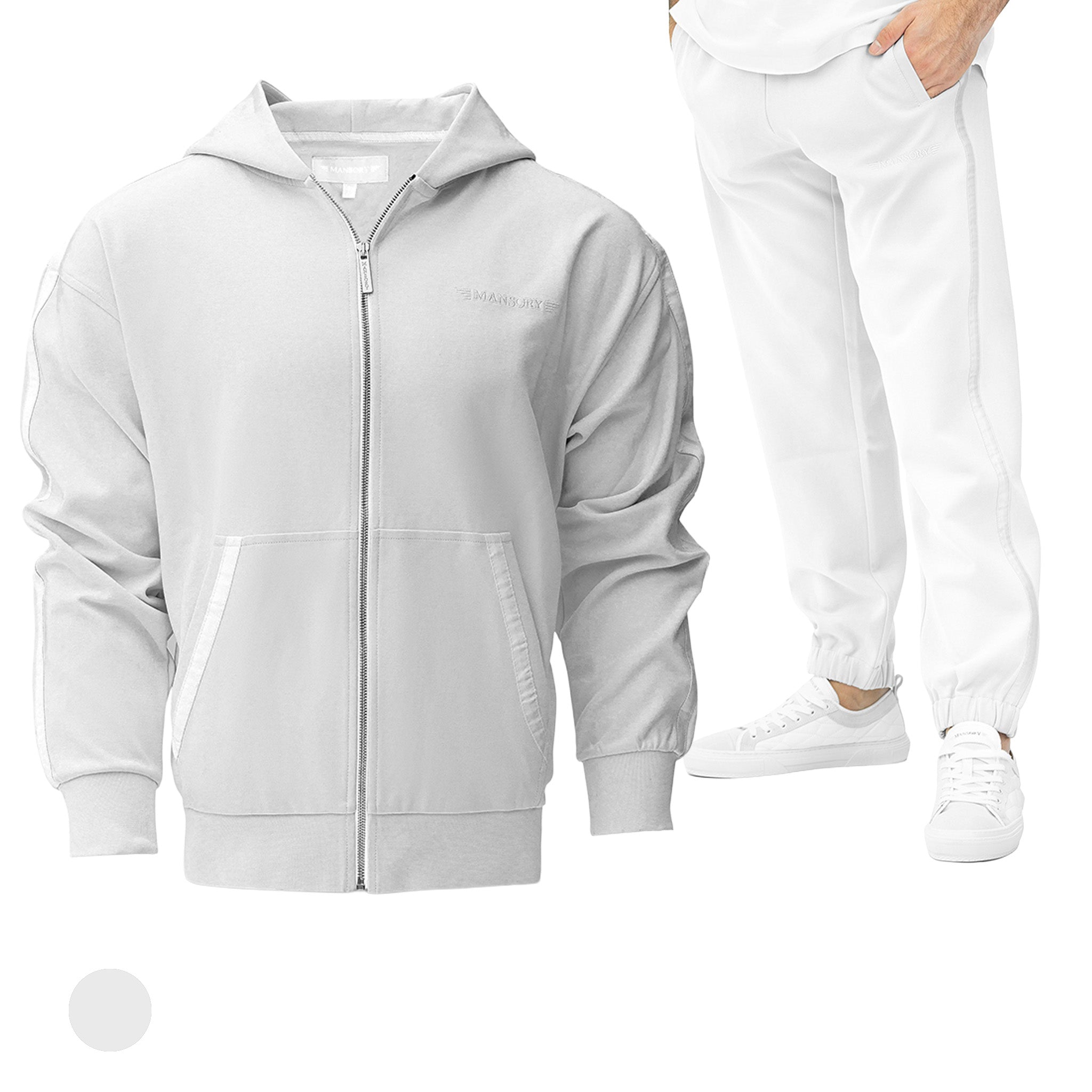 MANSORY Hoodie With Zip + Jogger Set (Arctic White)